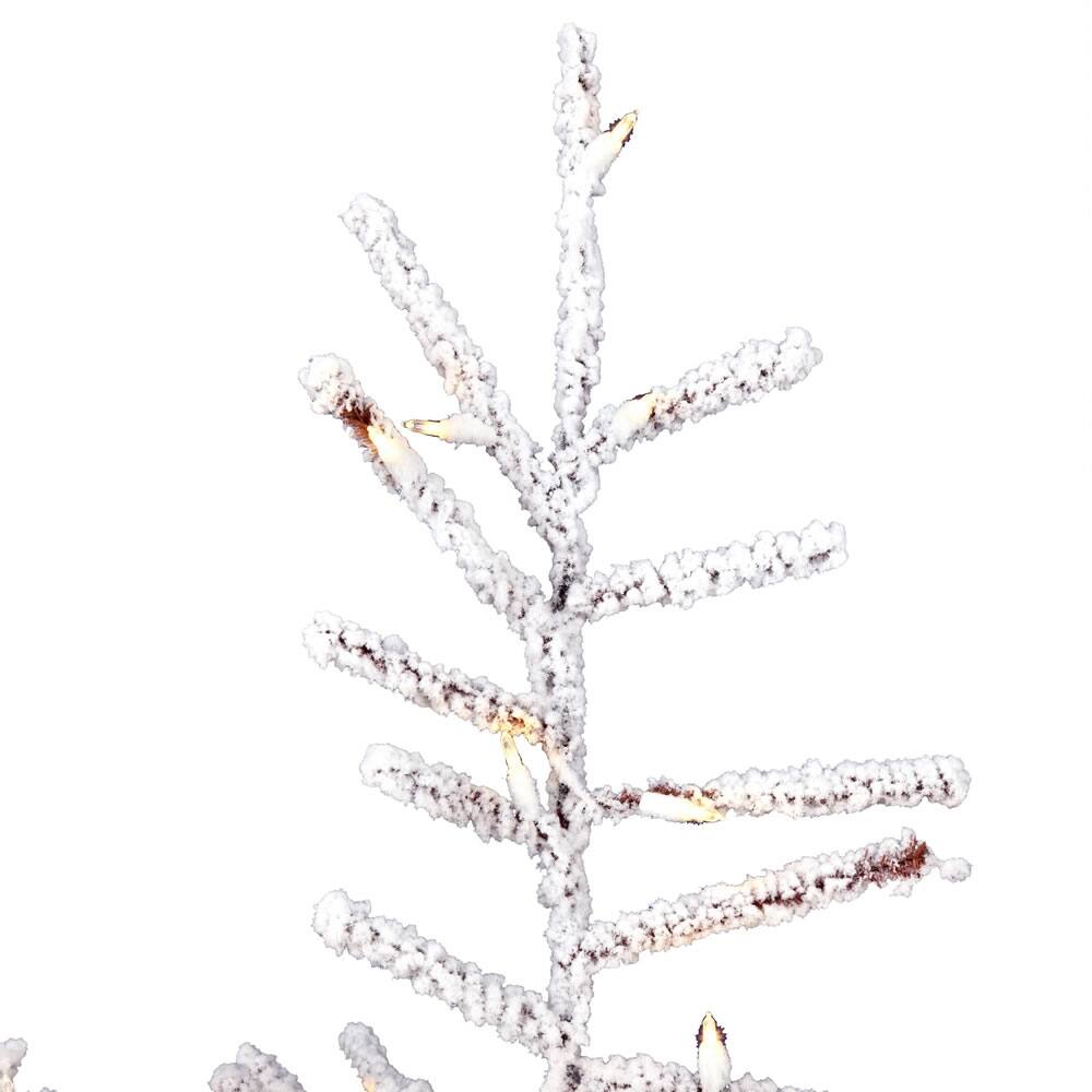 Vickerman 7.5' x 62" Flocked Stick Pine Artificial Christmas Tree, Dura